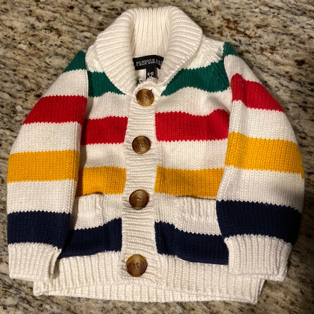 Hudson’s bay baby cardigan shawl collar sweater 6-12 month holiday